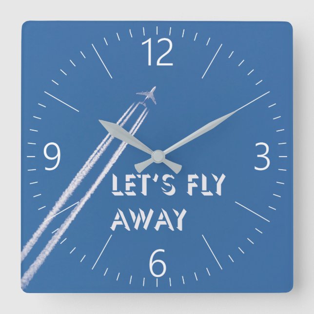 Let’s fly away square wall clock (Front)