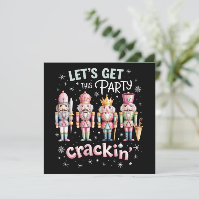 Let’s Get Crackin’ Christmas Party Nutcracker Xmas Holiday Card (Standing Front)