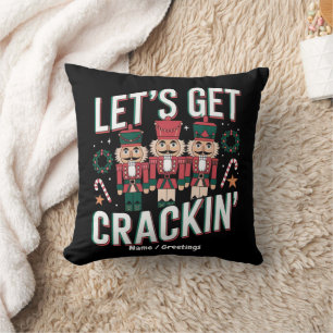 Let’s Get Crackin’ This Christmas Funny Retro Nut Throw Pillow