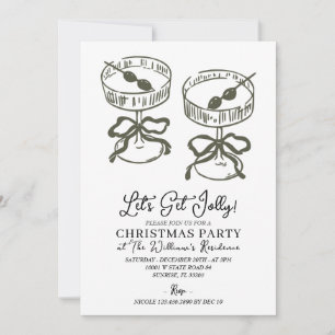 Let’s Get Jolly Christmas Party Olive Martini  Invitation