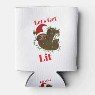 Let’s Get Lit Christmas Sloth Can Cooler