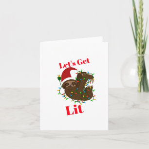 Let’s Get Lit Christmas Sloth Card