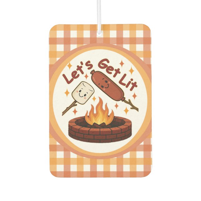 Let’s Get Lit Firepit – Cute Marshmallow & Hot Dog Air Freshener (Front)