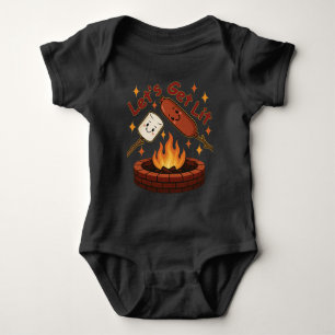 Let’s Get Lit Firepit – Cute Marshmallow & Hot Dog Baby Bodysuit