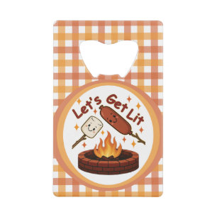 Let’s Get Lit Firepit – Cute Marshmallow & Hot Dog Credit Card Bottle Opener
