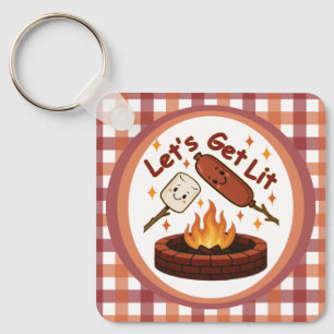 Let’s Get Lit Firepit – Cute Marshmallow & Hot Dog Keychain