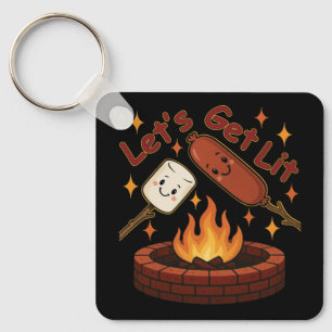 Let’s Get Lit Firepit – Cute Marshmallow & Hot Dog Keychain