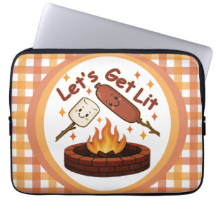 Let’s Get Lit Firepit – Cute Marshmallow & Hot Dog Laptop Sleeve