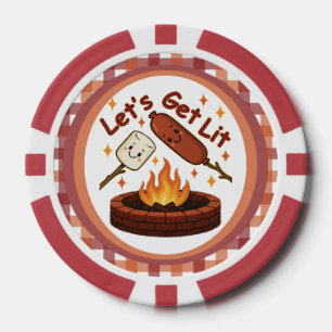 Let’s Get Lit Firepit – Cute Marshmallow & Hot Dog Poker Chips