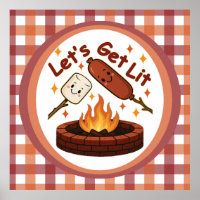 Let’s Get Lit Firepit – Cute Marshmallow & Hot Dog