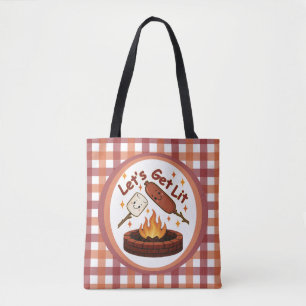 Let’s Get Lit Firepit – Cute Marshmallow & Hot Dog Tote Bag