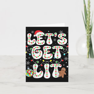 Let S Get Lit Funny Christmas Lights Xmas Pajamas  Card