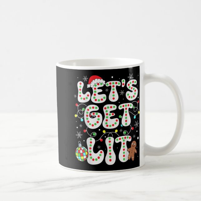 Let S Get Lit Funny Christmas Lights Xmas Pajamas  Coffee Mug (Right)