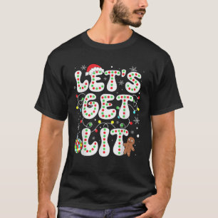 Let s Get Lit Funny Christmas Lights Xmas Pajamas  T-Shirt
