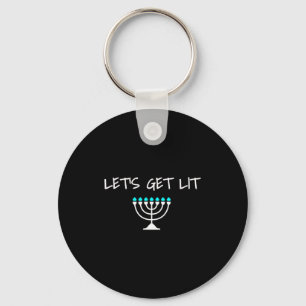 Let S Get Lit Jewish Hanukkah Menorah Chanukkah Keychain
