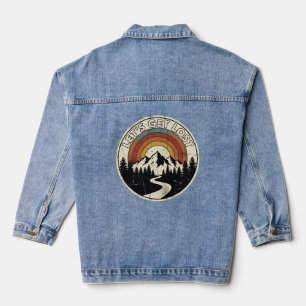 Let’s Get Lost Retro Mountain Adventure Outdoor Denim Jacket