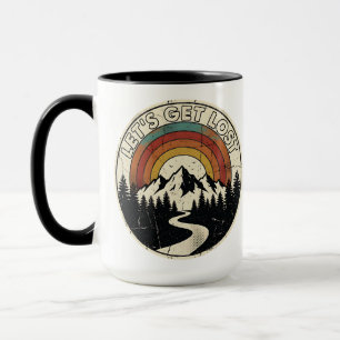 Let’s Get Lost Retro Mountain Adventure Outdoor Mug