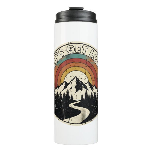 Let’s Get Lost Retro Mountain Adventure Outdoor Thermal Tumbler (Front)