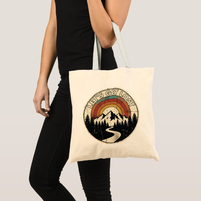 Let’s Get Lost Retro Mountain Adventure Outdoor Tote Bag (Front (Product))