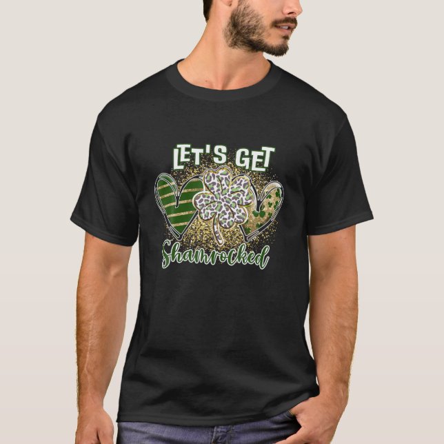 Let’S Get Shamrocked Green Leopard St Patrick's Da T-Shirt (Front)