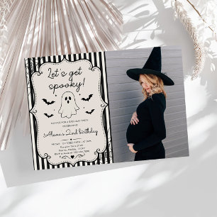 Let’s Get Spooky Black Gingham Halloween Baby Show Invitation