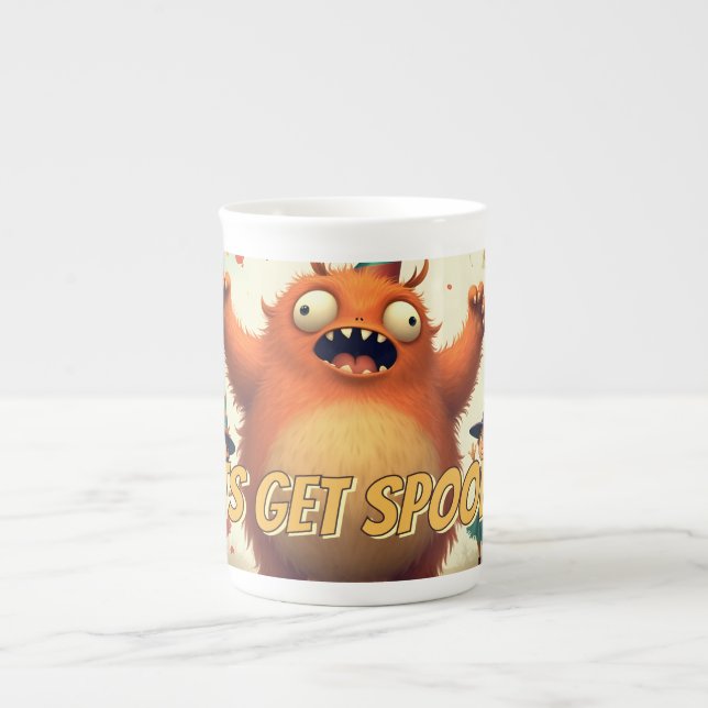 Let’s Get Spooky – Cute Monster Party Fun Bone China Mug (Front)