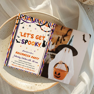 Let’s Get Spooky Purple & Orange Halloween Photo Invitation