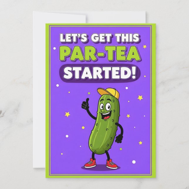 Let’s Get This Par-Tea funny pickle pun gift Thank You Card (Front)