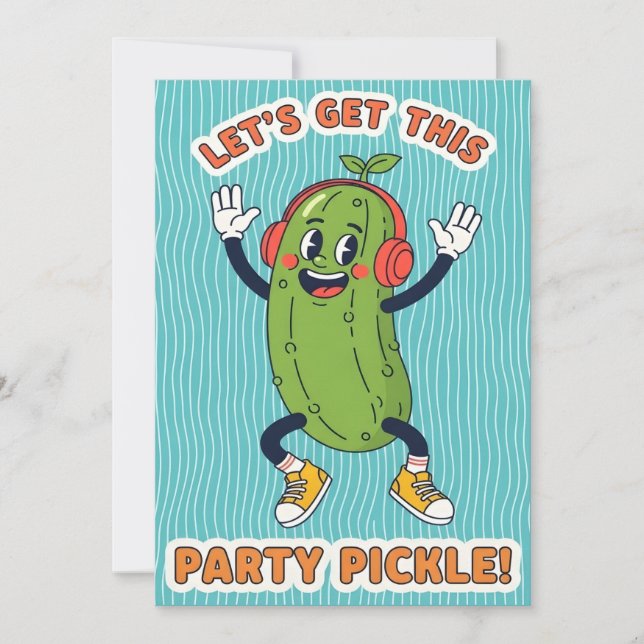 Let’s Get This Party Pickle funny veggie lover Thank You Card (Front)