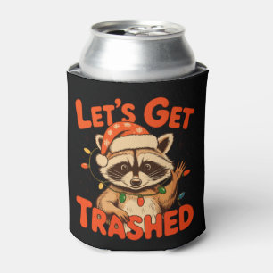 Let’s Get Trashed Christmas Raccoon Feral Xmas Can Cooler