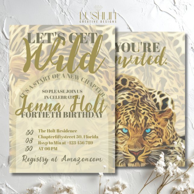 Let’s Get Wild Leopard Animal Glam Gold Birthday Invitation (Creator Uploaded)