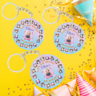 Let’s Gets Spooky Cute Ghost Birthday Photo Keychain