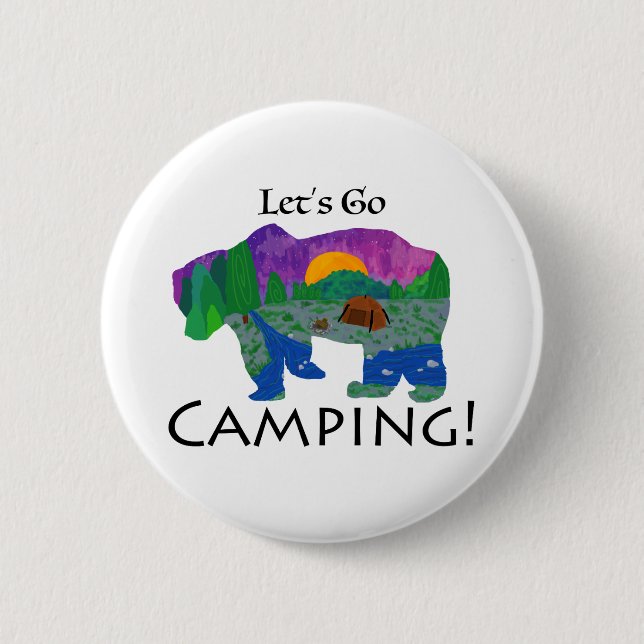Let’s Go Camping 2 Inch Round Button (Front)