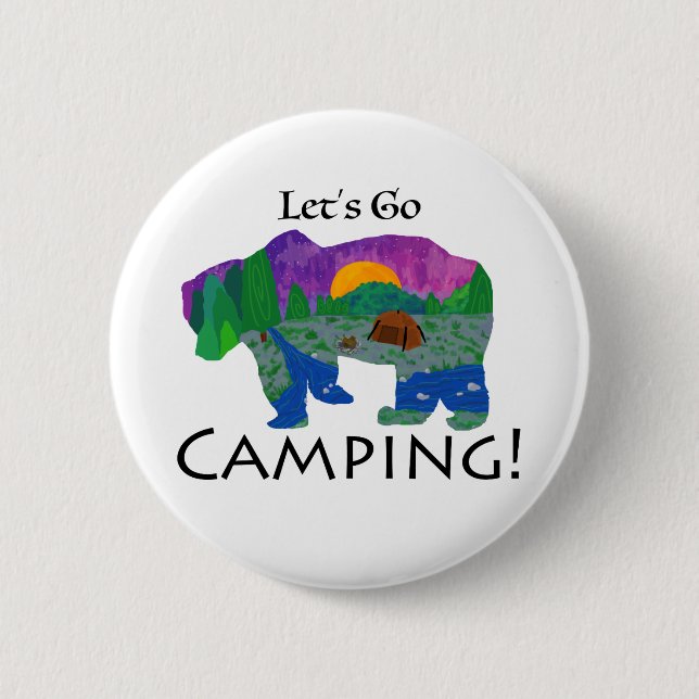 Let’s Go Camping 2 Inch Round Button (Front)