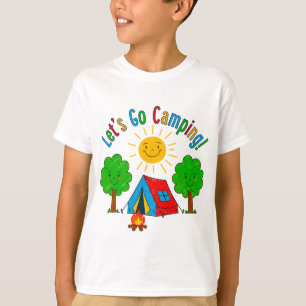 Let’s Go Camping Kids Drawing Design T-Shirt