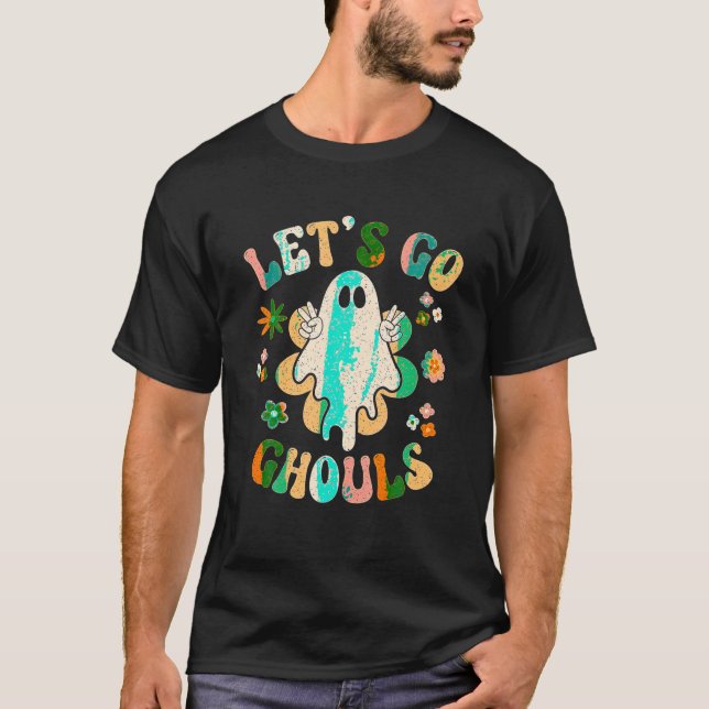 Let s Go Ghouls Halloween Ghost Outfit Costume Ret T-Shirt (Front)