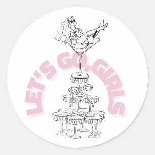 Let’s Go Girls Bachelorette Design   Bride Classic Round Sticker
