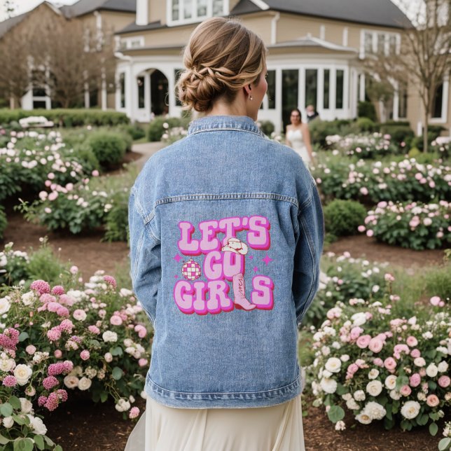 Let’s Go Girls Pink Western Denim Jacket (Wedding Back)