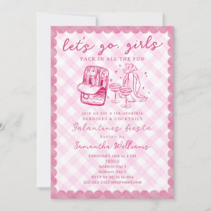 Let’s Go Girls Rustic Sardines Cocktail Galentines Invitation