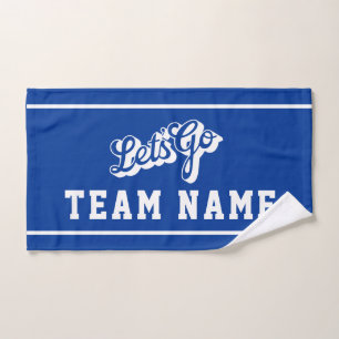 Let’s Go Personalized Team Rally Blue and White Hand Towel