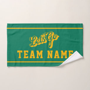 Let’s Go Personalized Team Rally Green and Gold Hand Towel