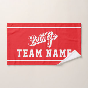 Let’s Go Personalized Team Red Blue and White Hand Towel