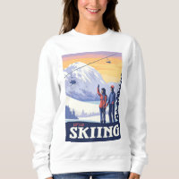 Let’s Go Skiing Vintage Print