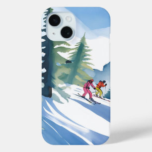 Let’s Go Skiing Winter Watercolor iPhone 15 Case