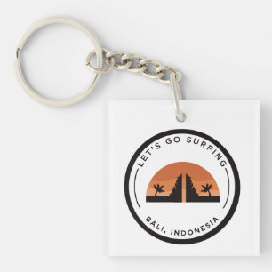 Let’s go surfing Bali, Indonesia Keychain