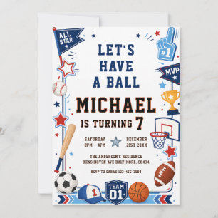 Let’s Have a Ball Sports Birthday Invitation