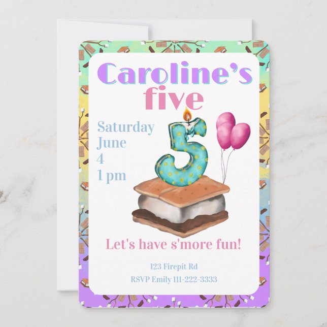 Let’s have s’more fun 5th Birthday Invitation (Front)