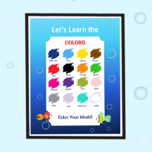 Let’s Learn Colours Poster for Kids | Ocean Theme