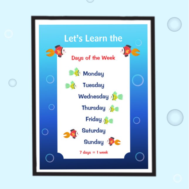 Let’s Learn the Days of the Week Poster for Kids (Creator Uploaded)