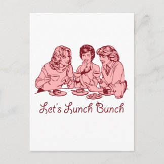 Let’s Lunch Bunch 50’s retro graphic Postcard